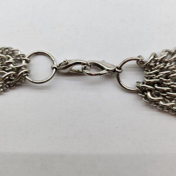 BFD-Silver toned Multi Strand Necklace with Heart Charm - Picture 5 of 6